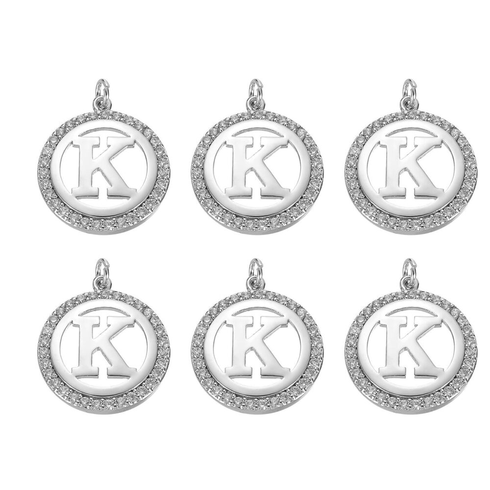 1167 6 Pcs Letter Charm Bulk Initial Charm Round Alphabet Charm Pendant